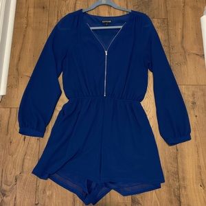 Express Royal Blue Long Sleeve Romper - Size Small